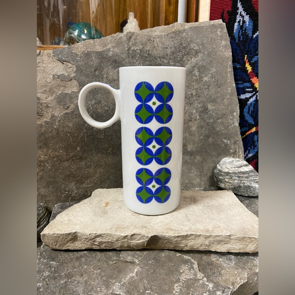 Blue and Green Geometric Pattern Mug